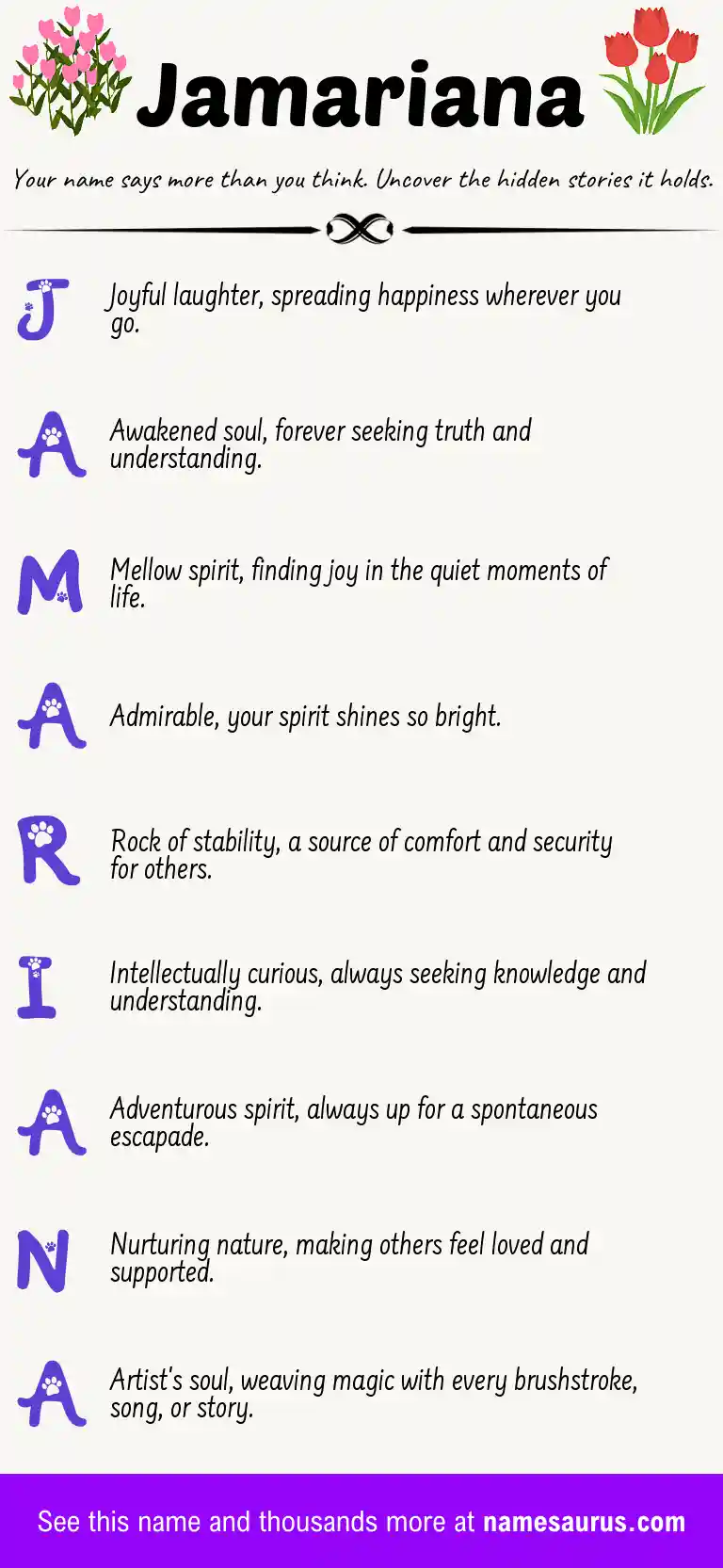Acrostic poem about Jamariana.
