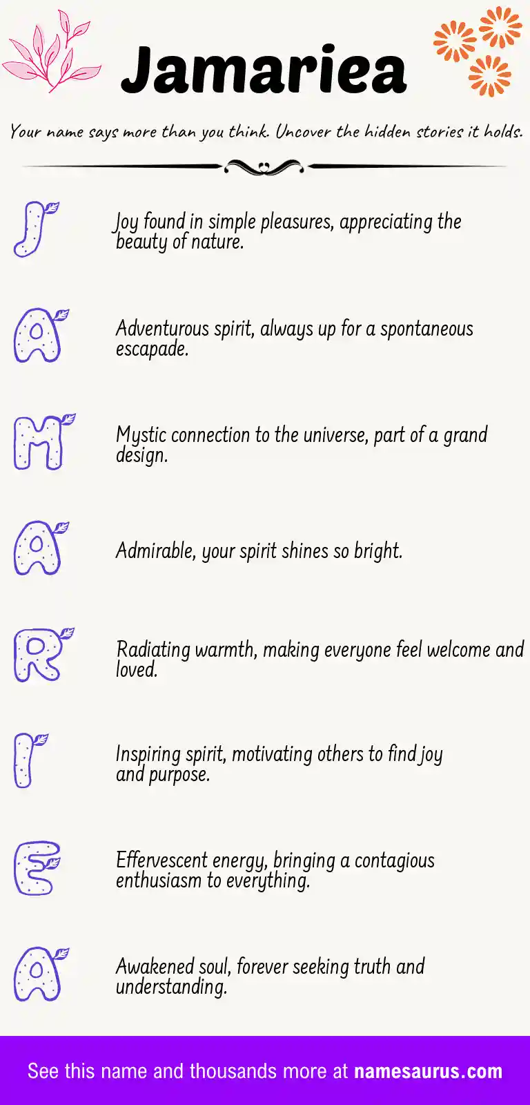 Acrostic poem about Jamariea.