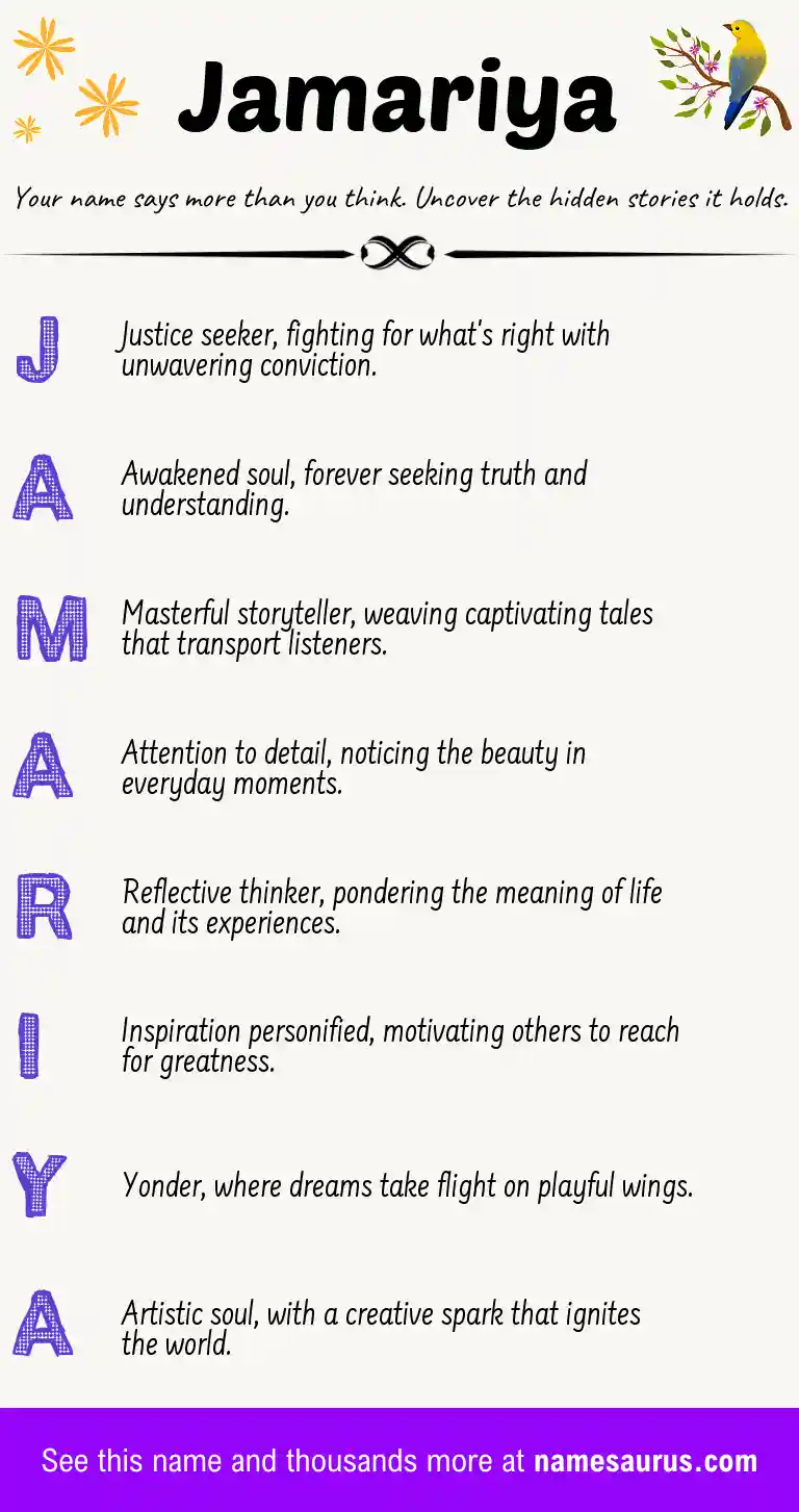 Acrostic poem about Jamariya.