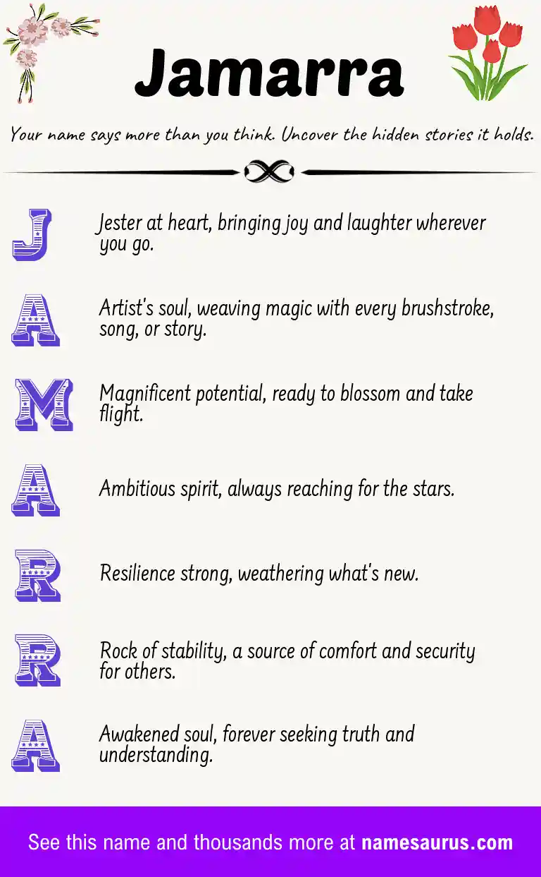 Acrostic poem about Jamarra.