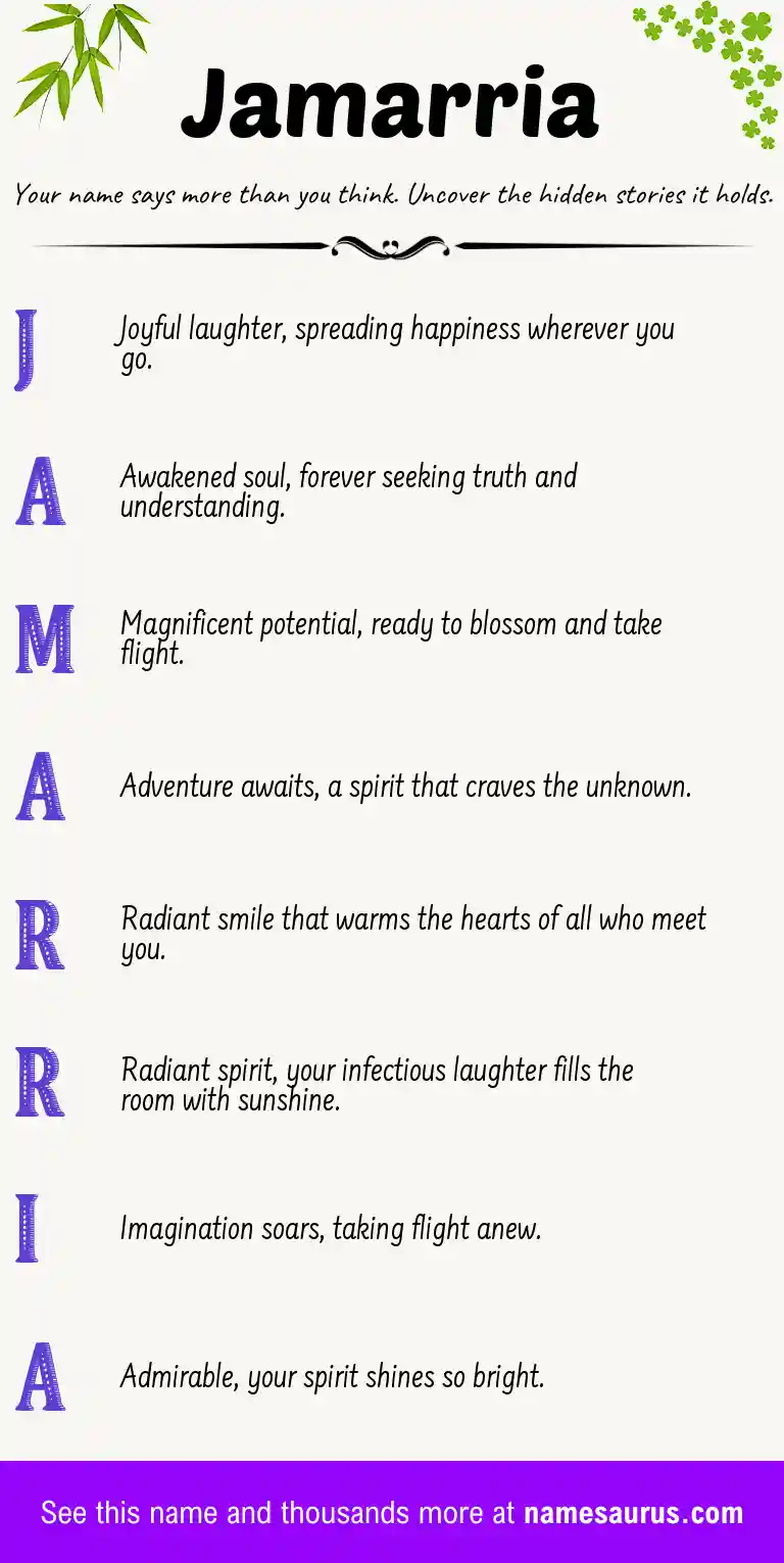 Acrostic poem about Jamarria.
