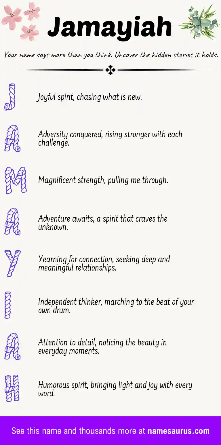 Acrostic poem about Jamayiah.