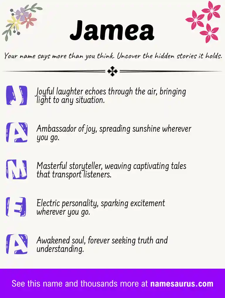 Acrostic poem about Jamea.