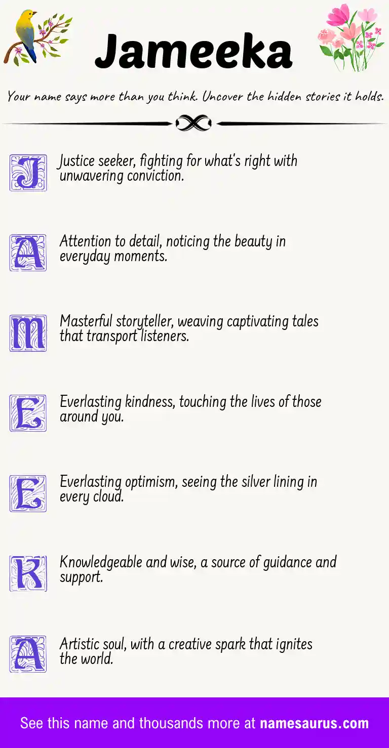 Acrostic poem about Jameeka.