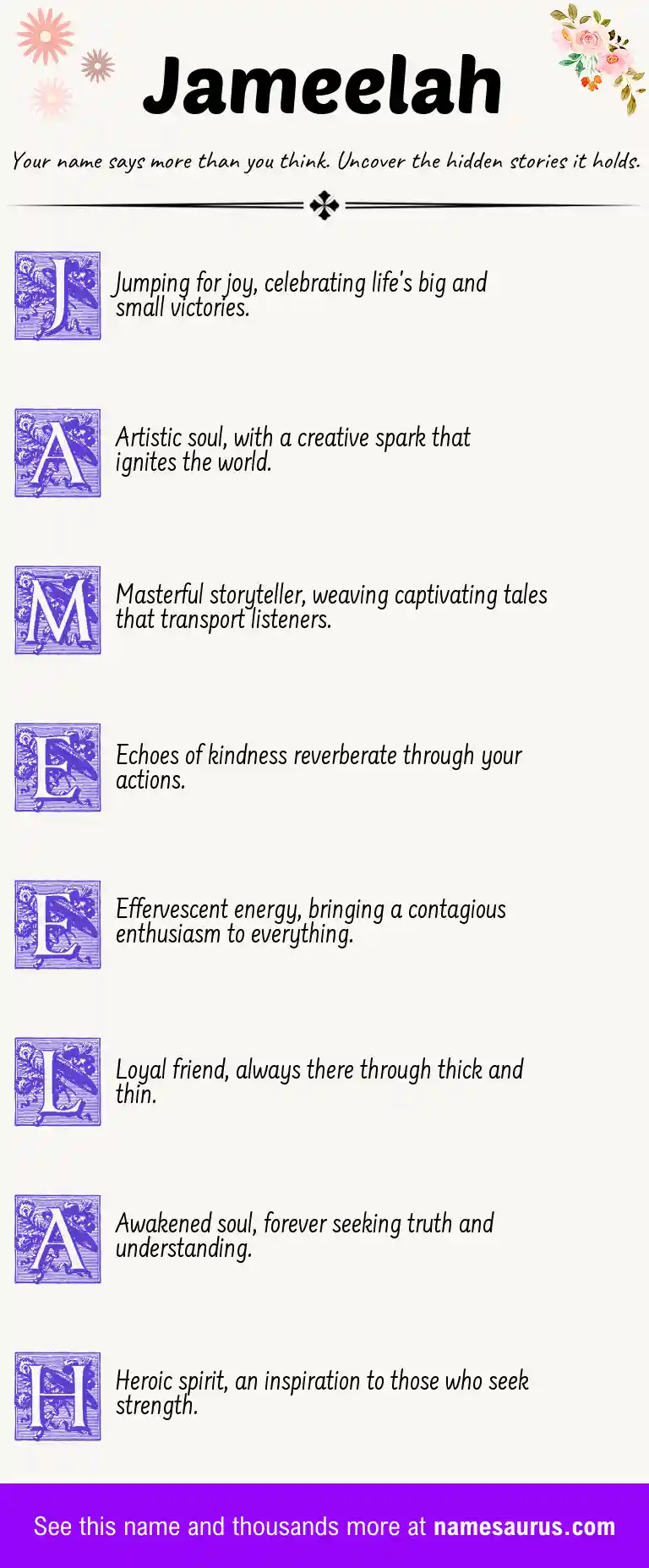 Acrostic poem about Jameelah.