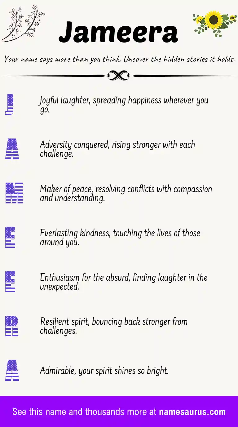 Acrostic poem about Jameera.
