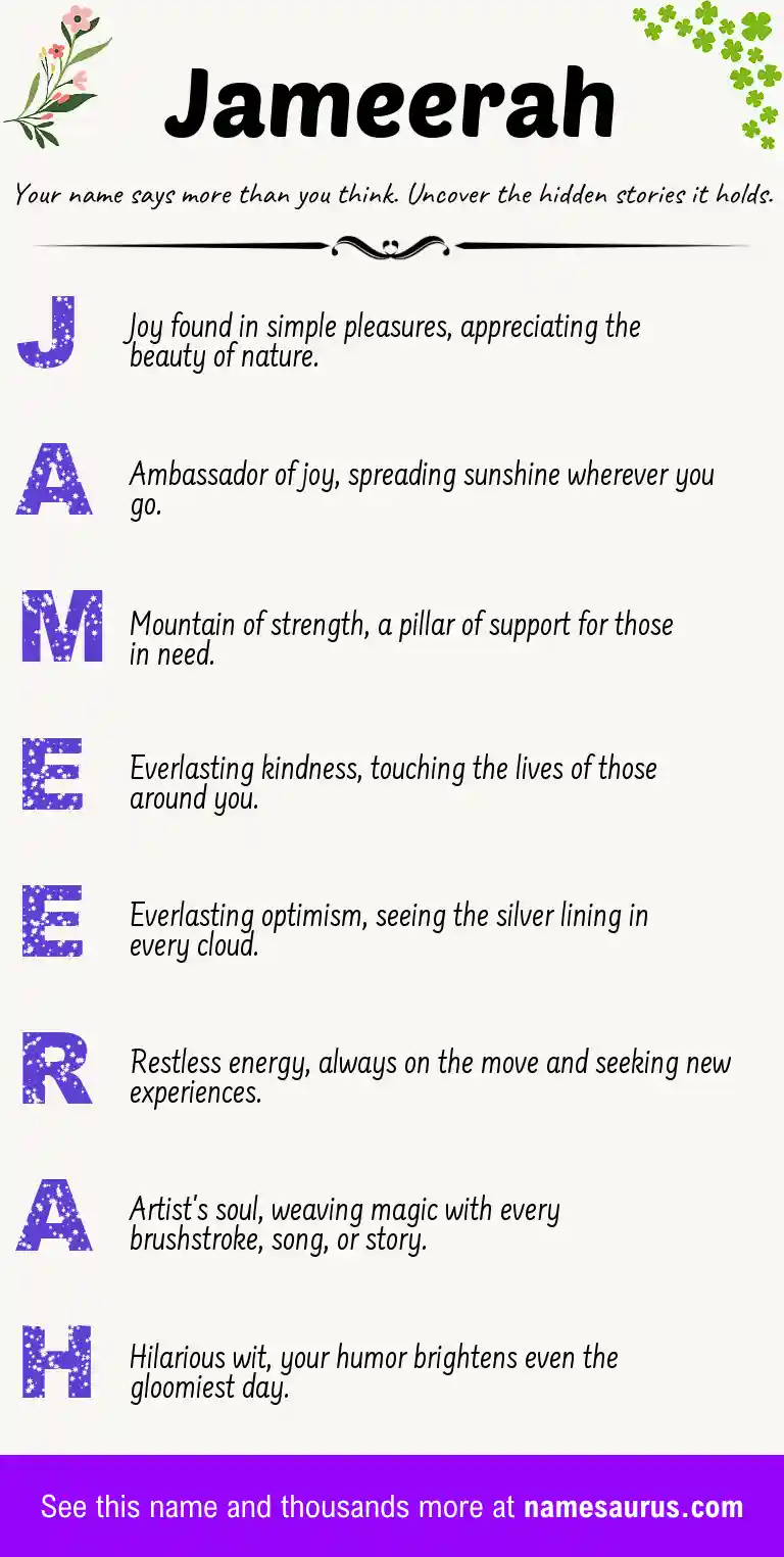 Acrostic poem about Jameerah.