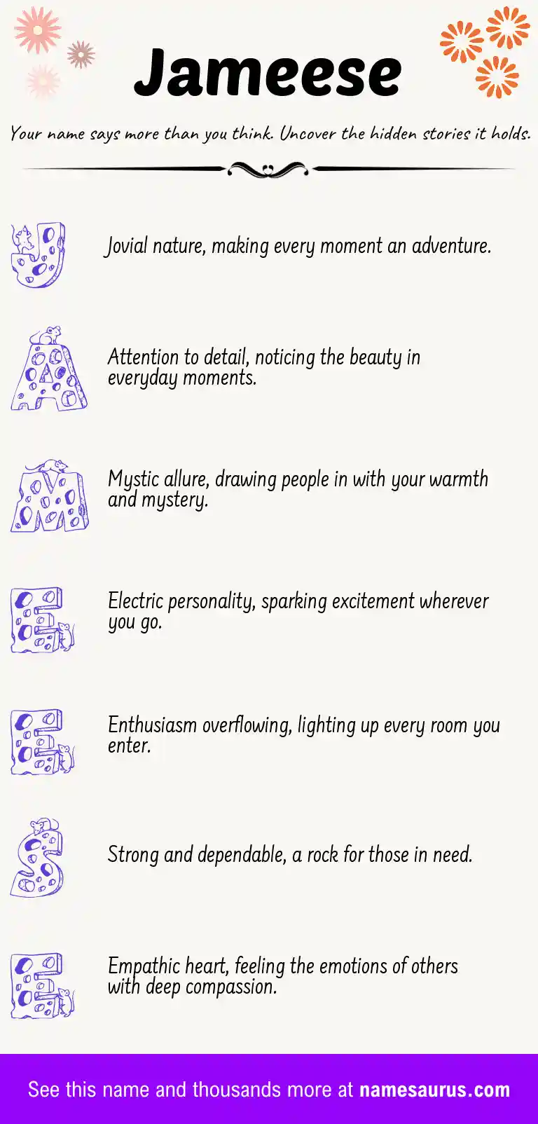 Acrostic poem about Jameese.