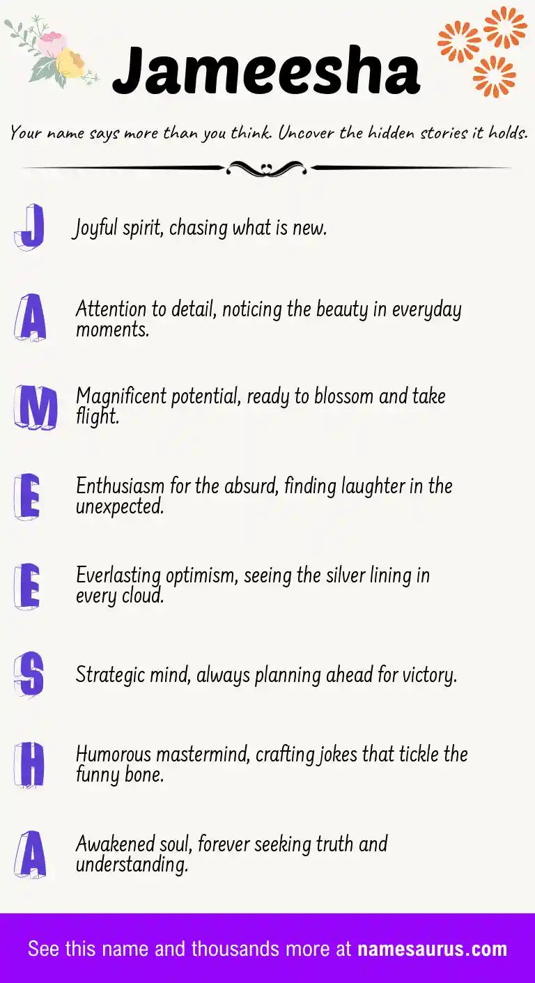 Acrostic poem about Jameesha.