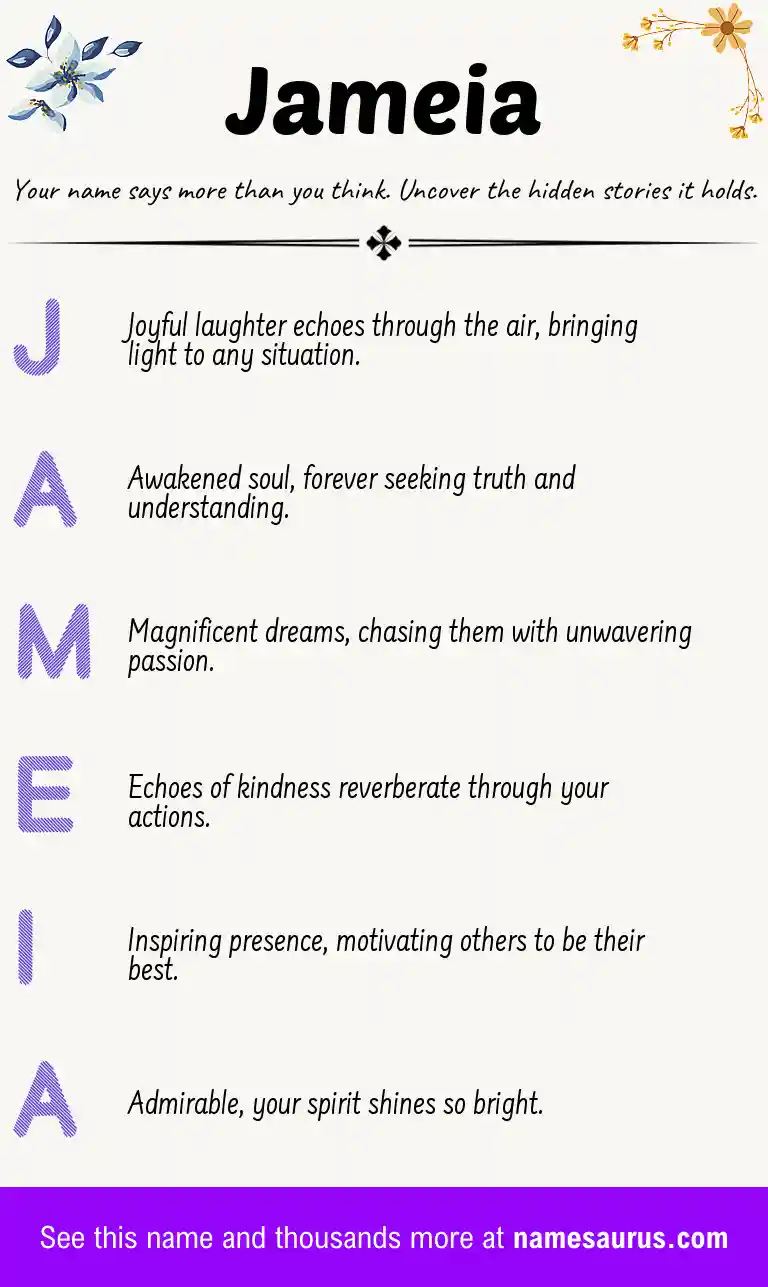 Acrostic poem about Jameia.