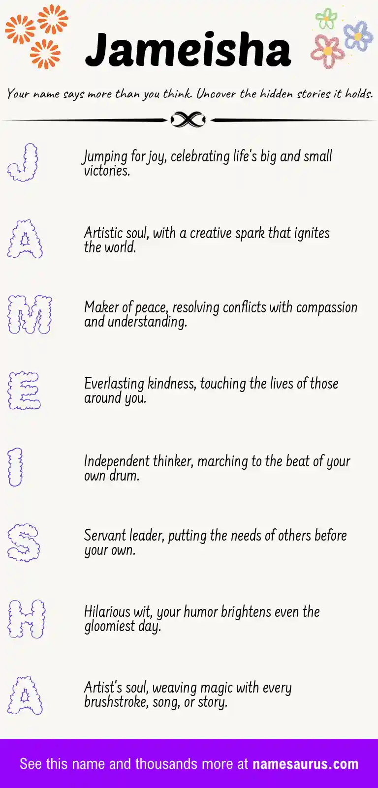 Acrostic poem about Jameisha.