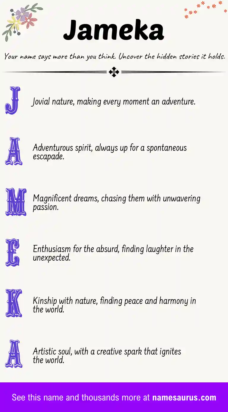 Acrostic poem about Jameka.