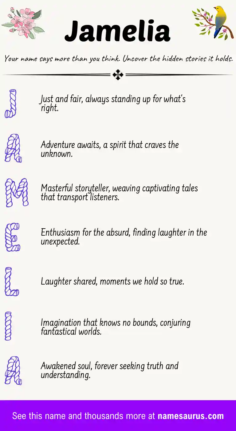 Acrostic poem about Jamelia.