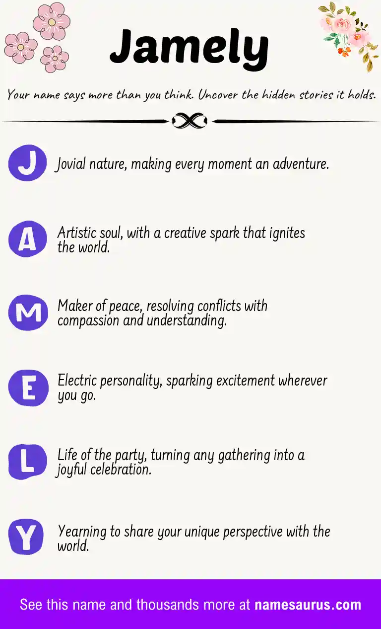 Acrostic poem about Jamely.