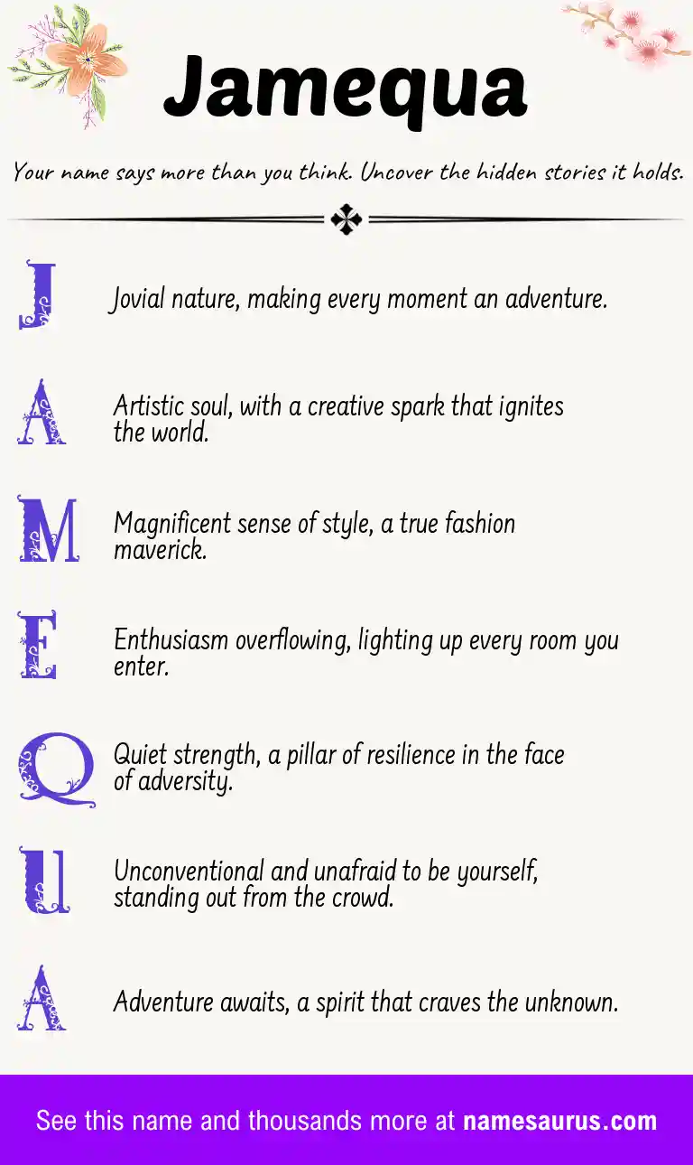 Acrostic poem about Jamequa.