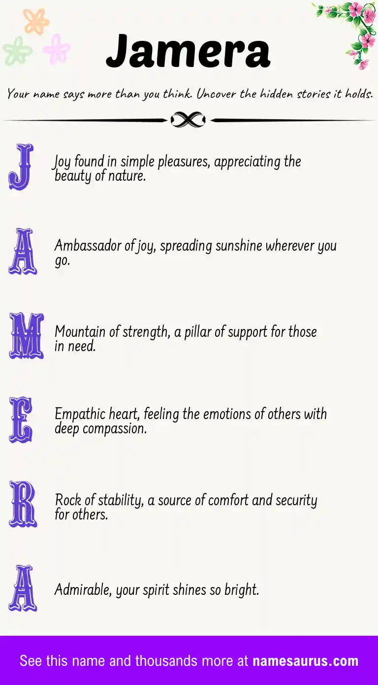 Acrostic poem about Jamera.