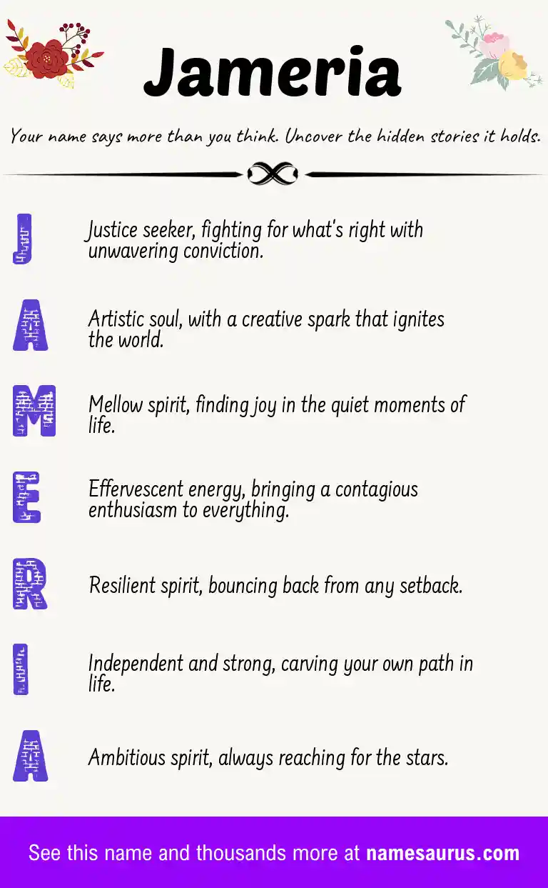 Acrostic poem about Jameria.