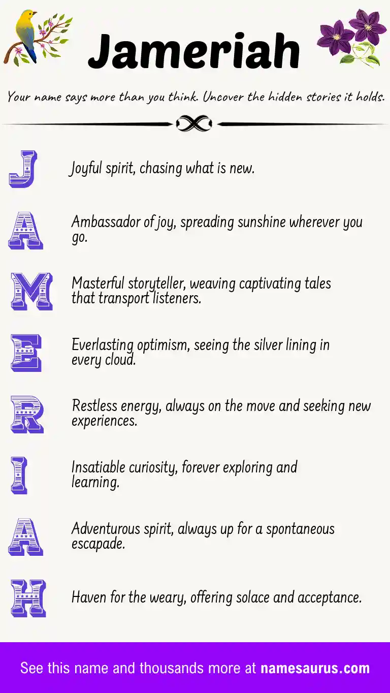 Acrostic poem about Jameriah.