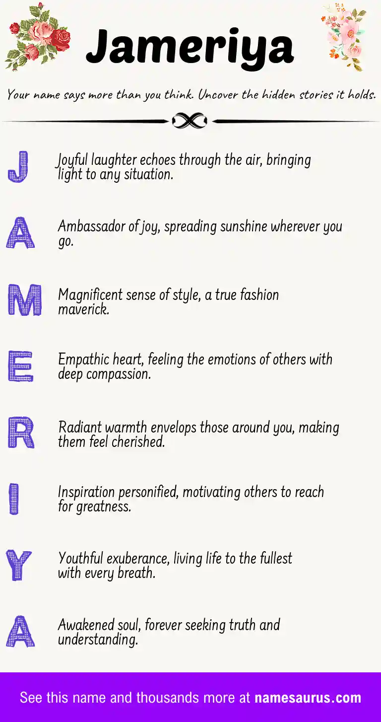 Acrostic poem about Jameriya.