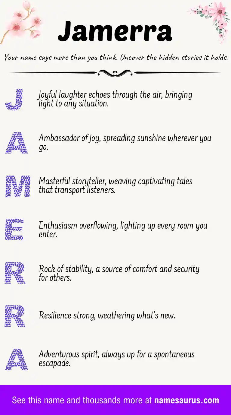 Acrostic poem about Jamerra.