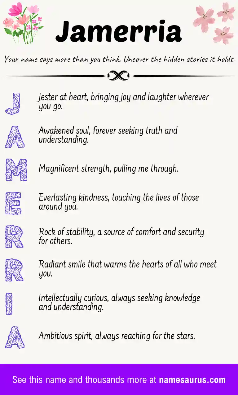 Acrostic poem about Jamerria.
