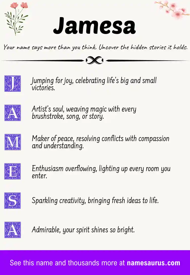 Acrostic poem about Jamesa.