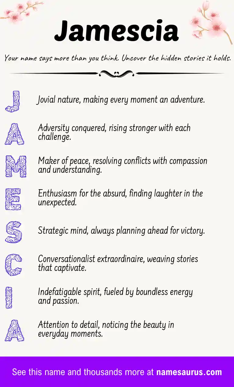 Acrostic poem about Jamescia.
