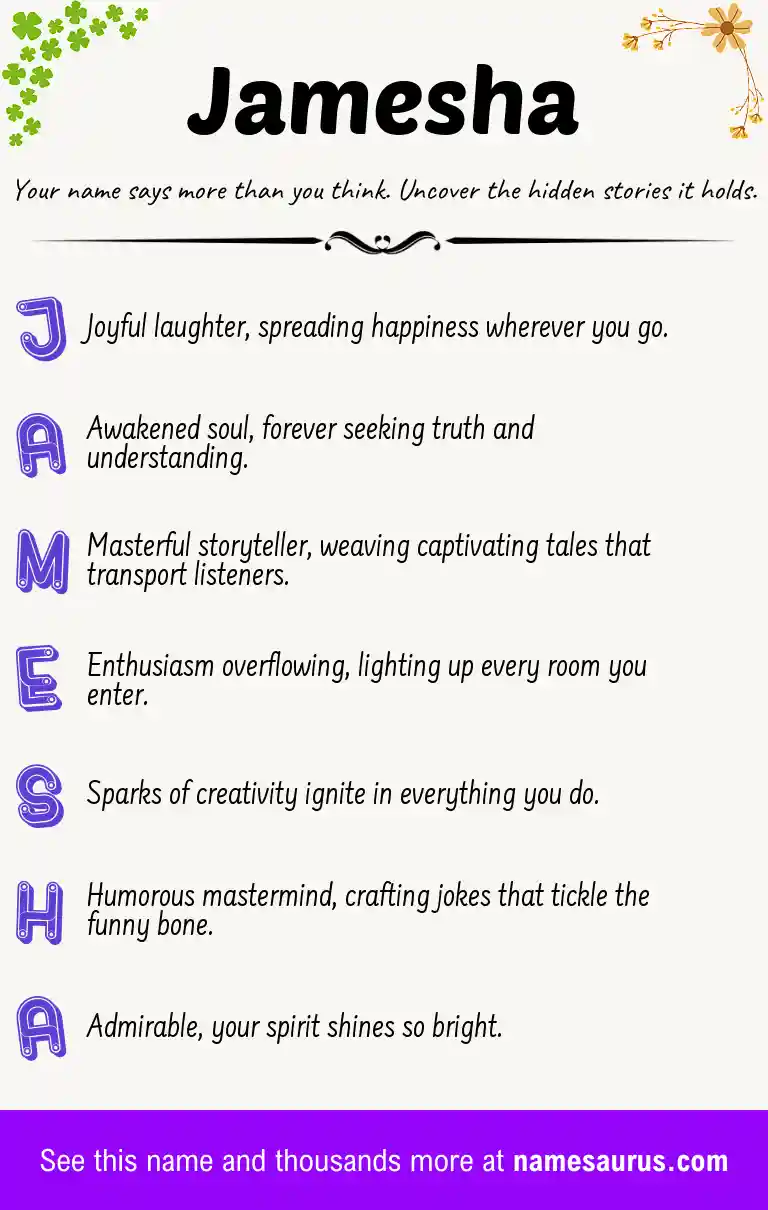 Acrostic poem about Jamesha.