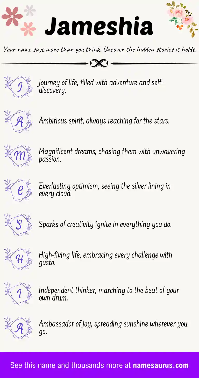 Acrostic poem about Jameshia.