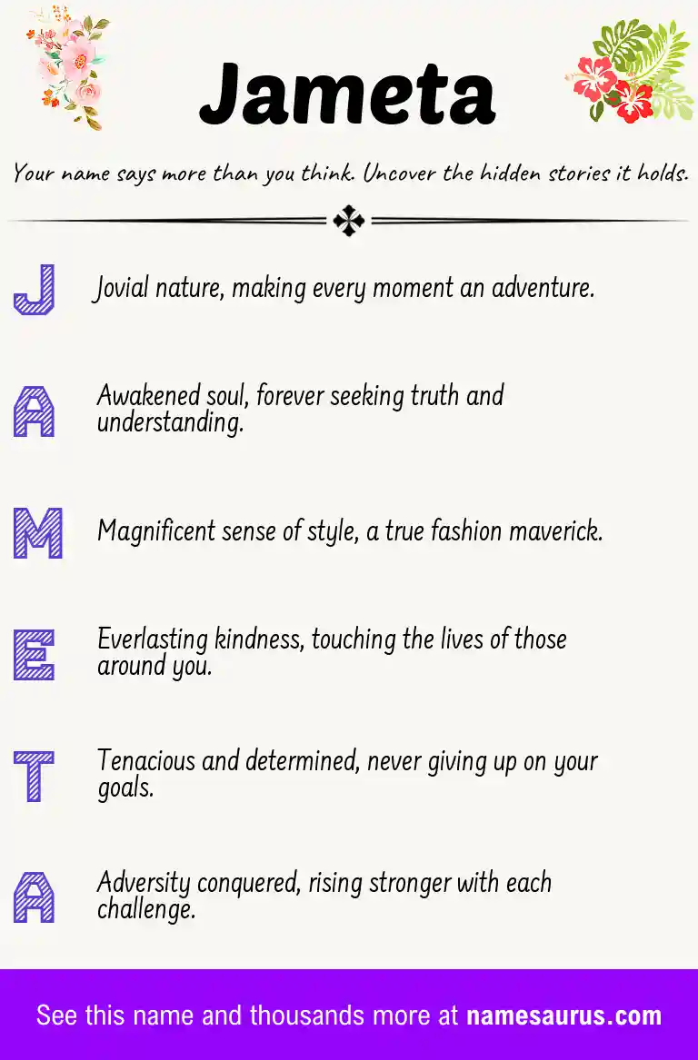 Acrostic poem about Jameta.
