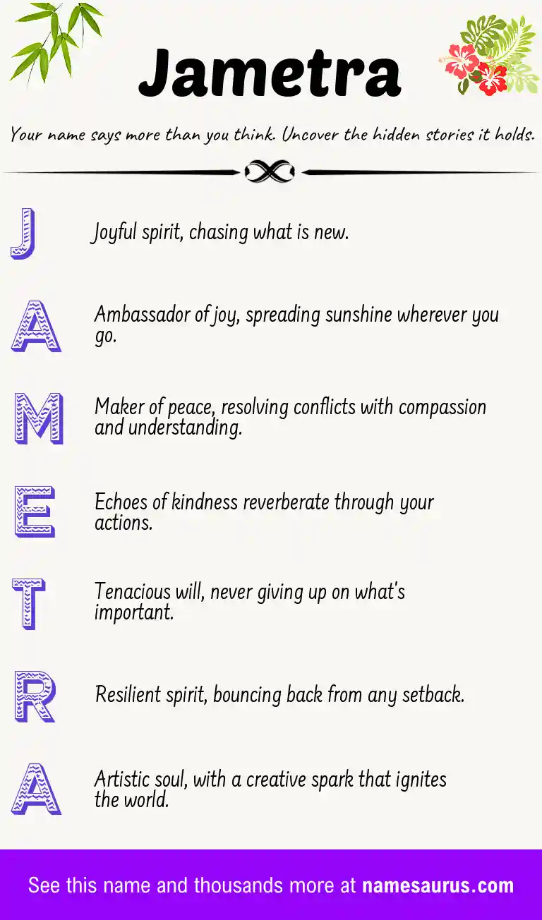 Acrostic poem about Jametra.