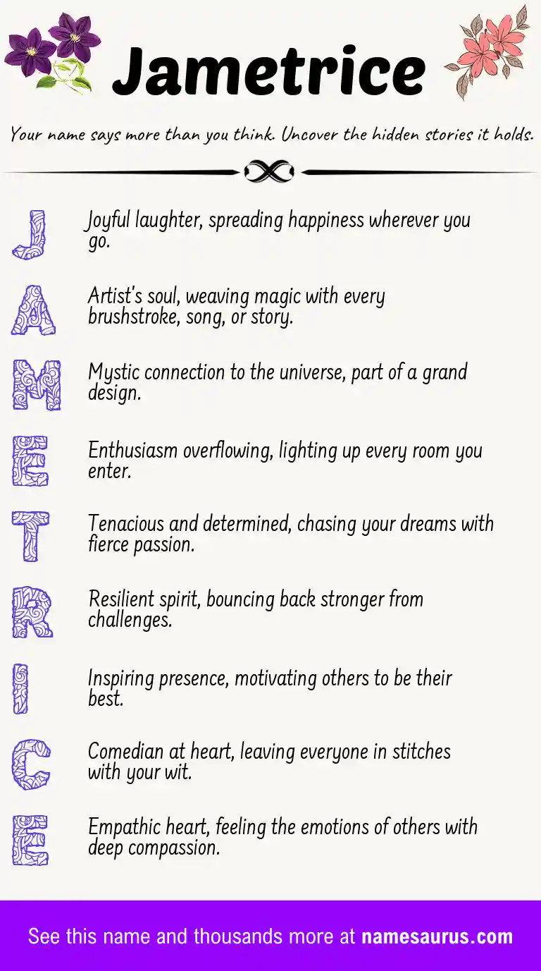 Acrostic poem about Jametrice.