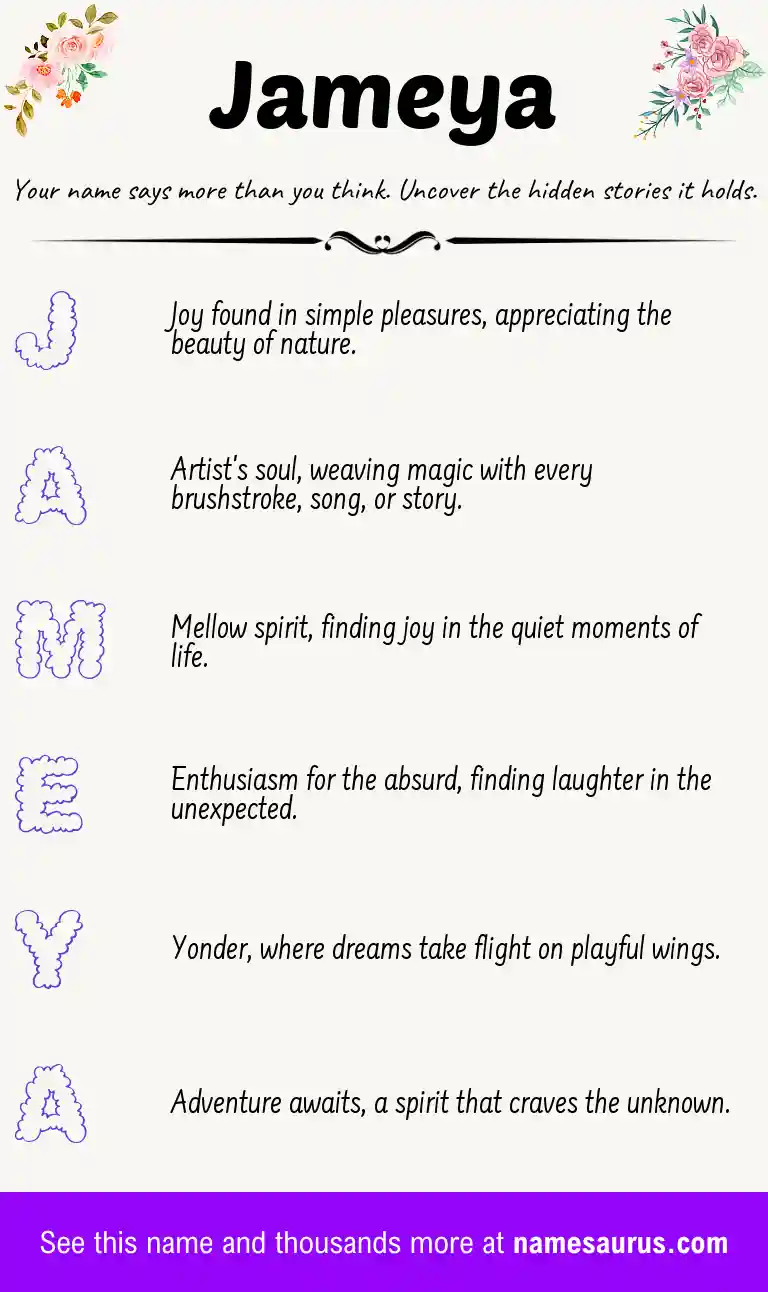 Acrostic poem about Jameya.