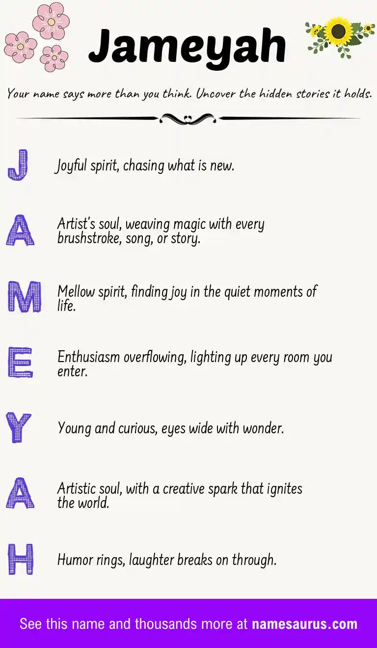 Acrostic poem about Jameyah.