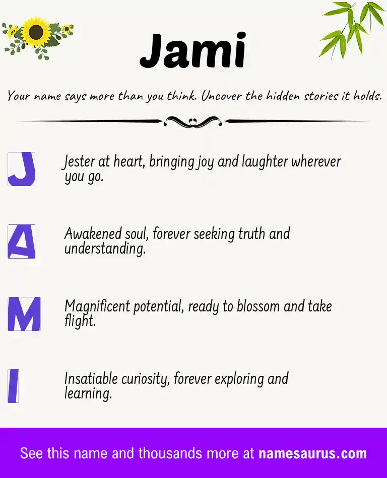 Acrostic poem about Jami.