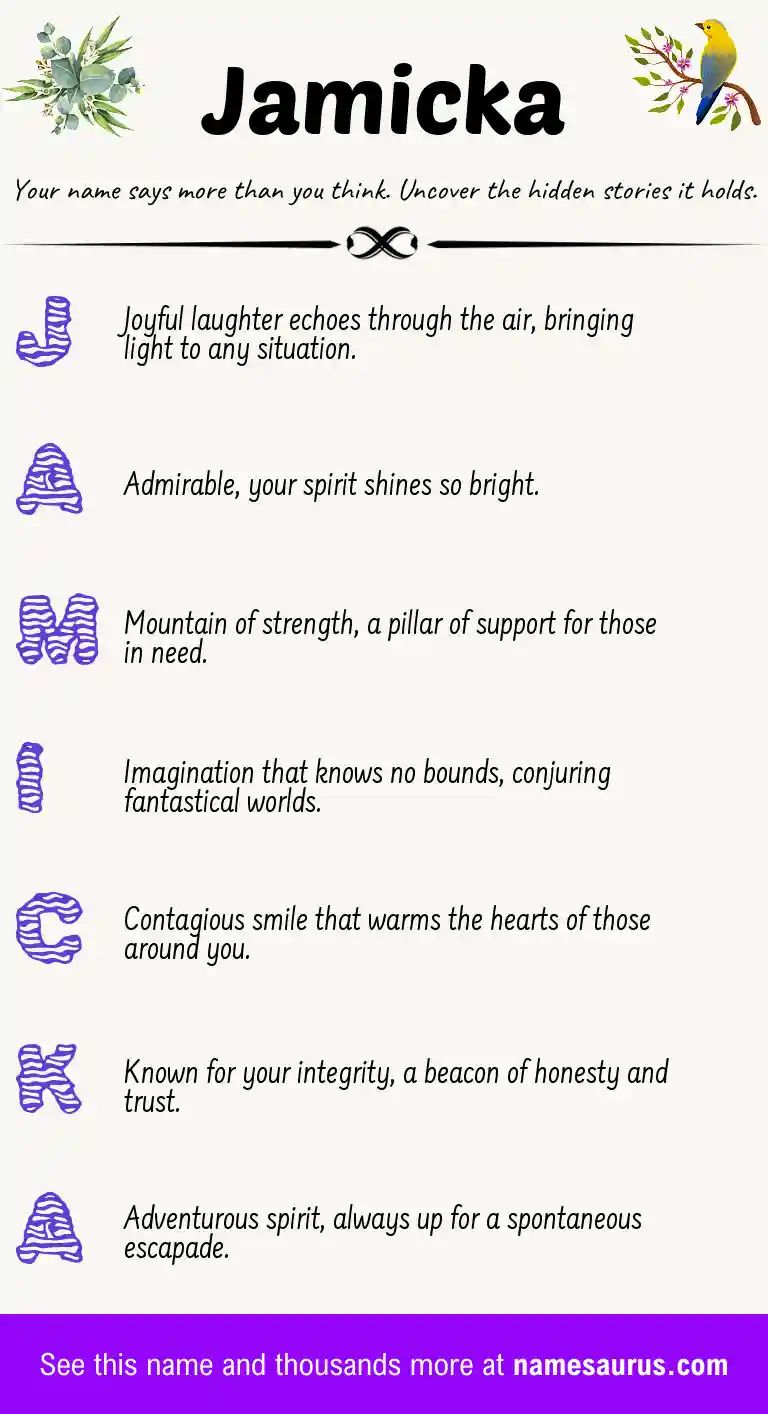 Acrostic poem about Jamicka.