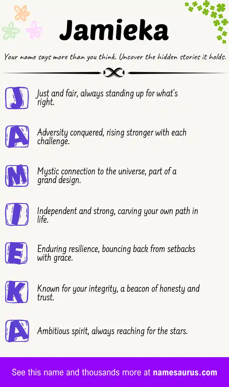 Acrostic poem about Jamieka.