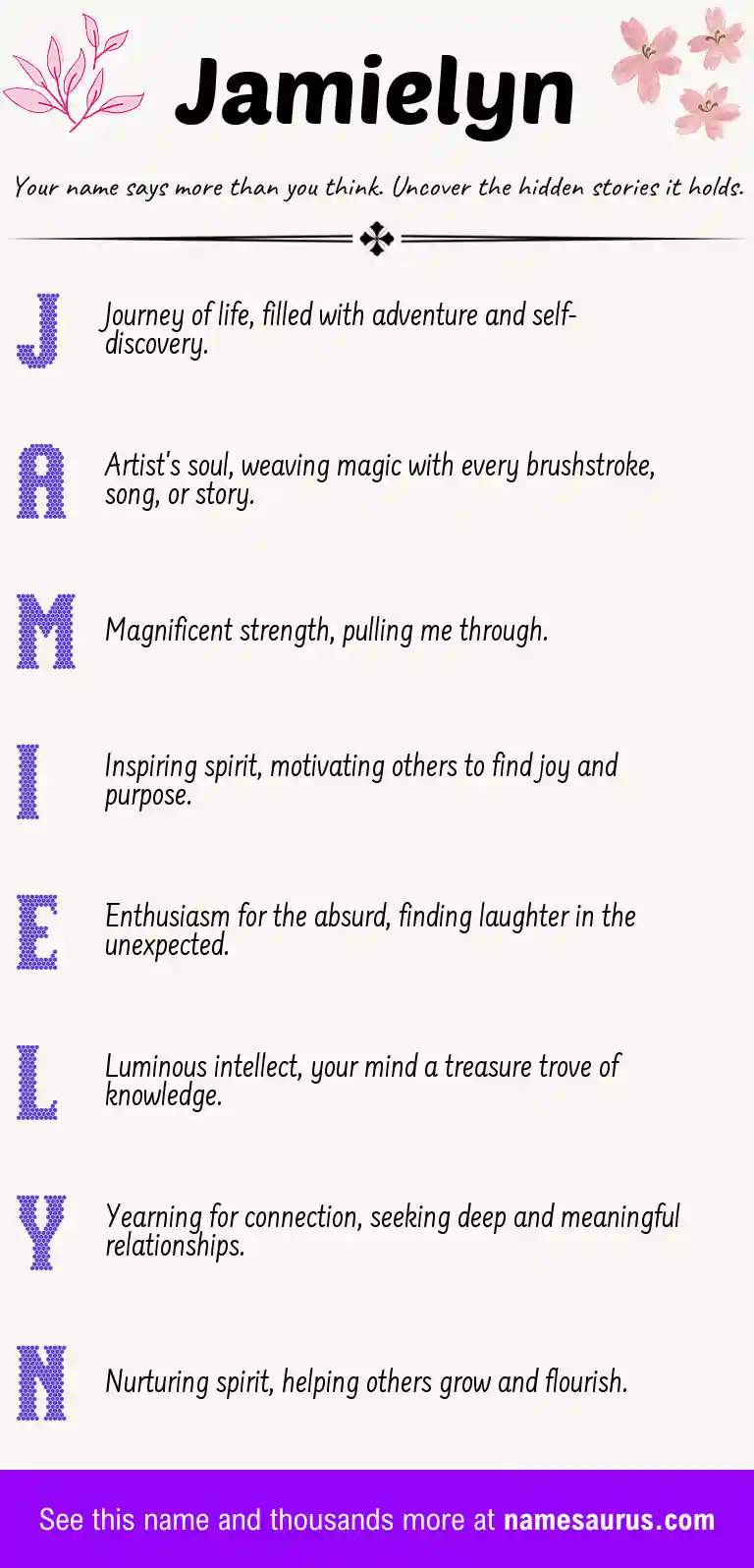 Acrostic poem about Jamielyn.