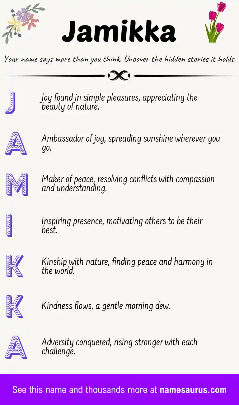 Acrostic poem about Jamikka.