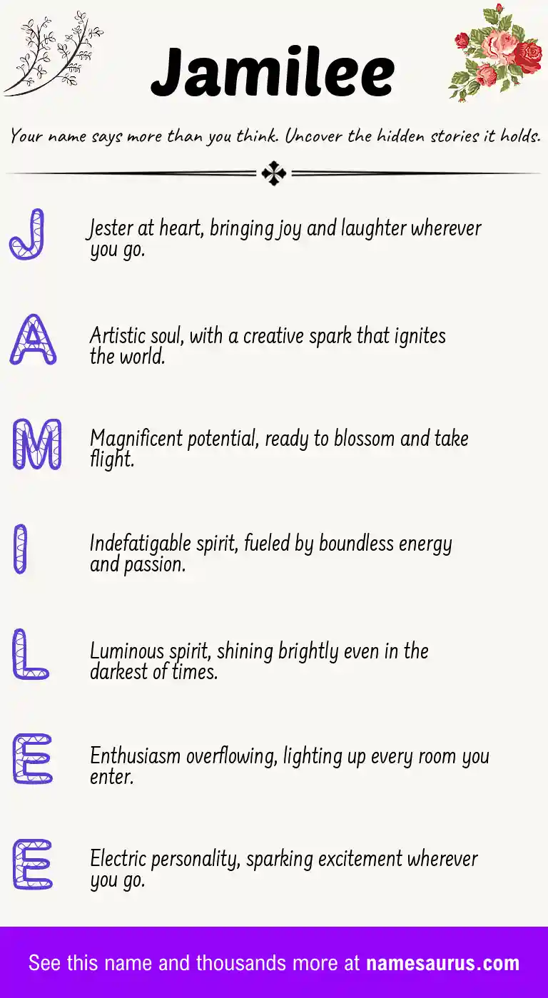 Acrostic poem about Jamilee.