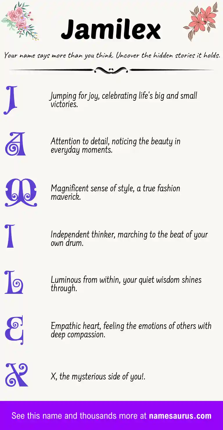 Acrostic poem about Jamilex.