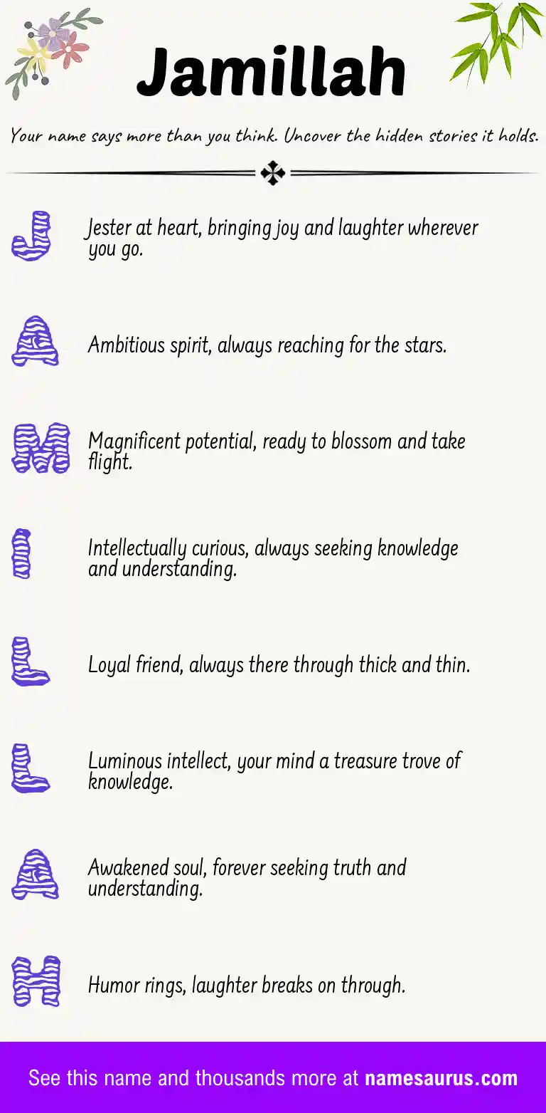 Acrostic poem about Jamillah.