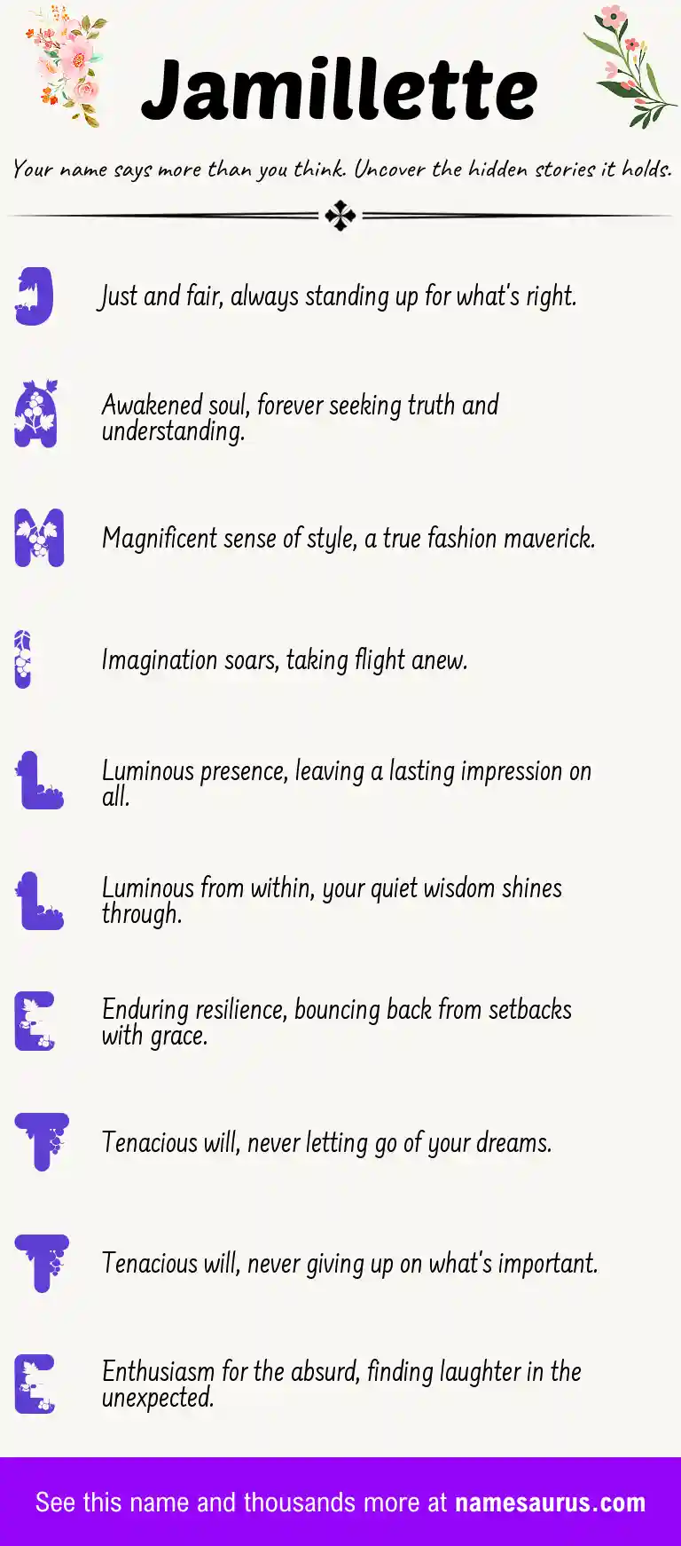 Acrostic poem about Jamillette.