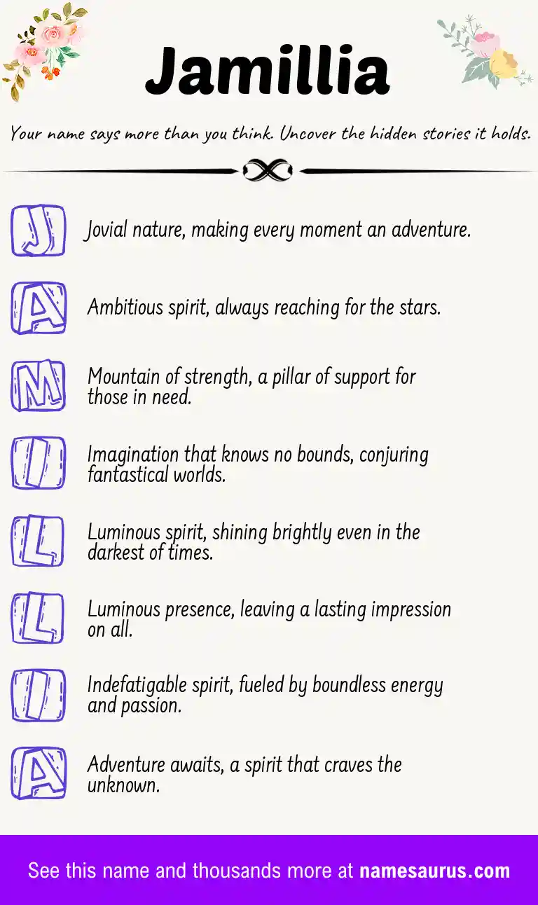 Acrostic poem about Jamillia.