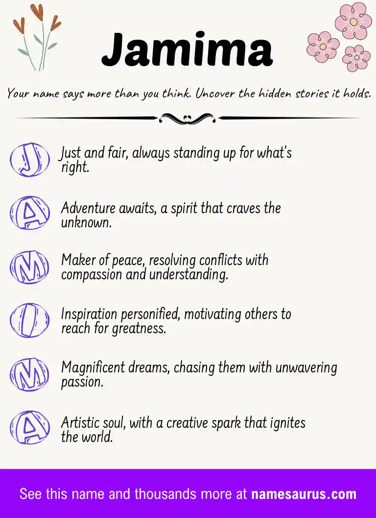 Acrostic poem about Jamima.