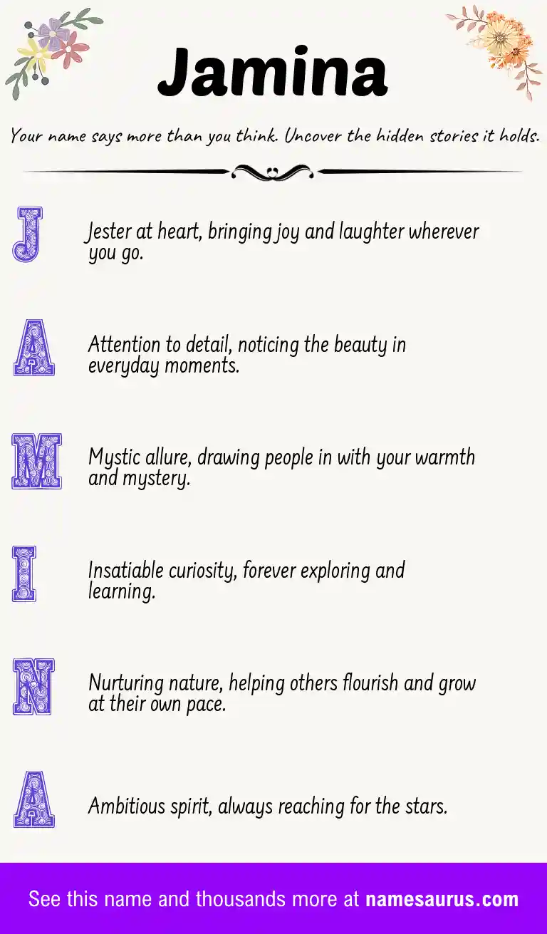 Acrostic poem about Jamina.