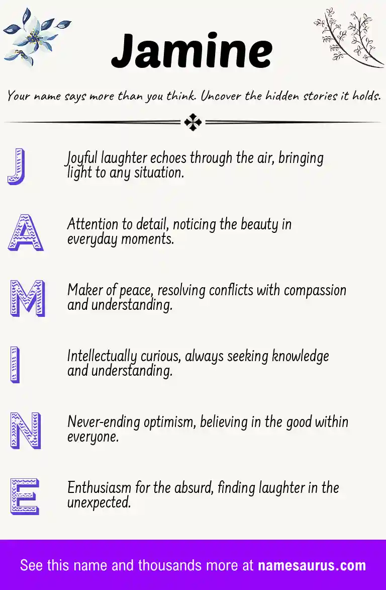 Acrostic poem about Jamine.