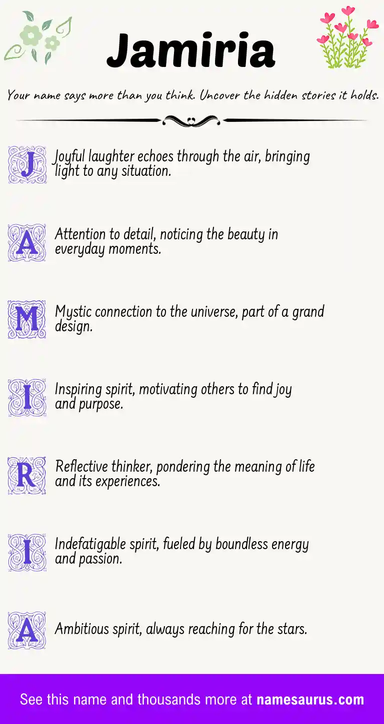 Acrostic poem about Jamiria.