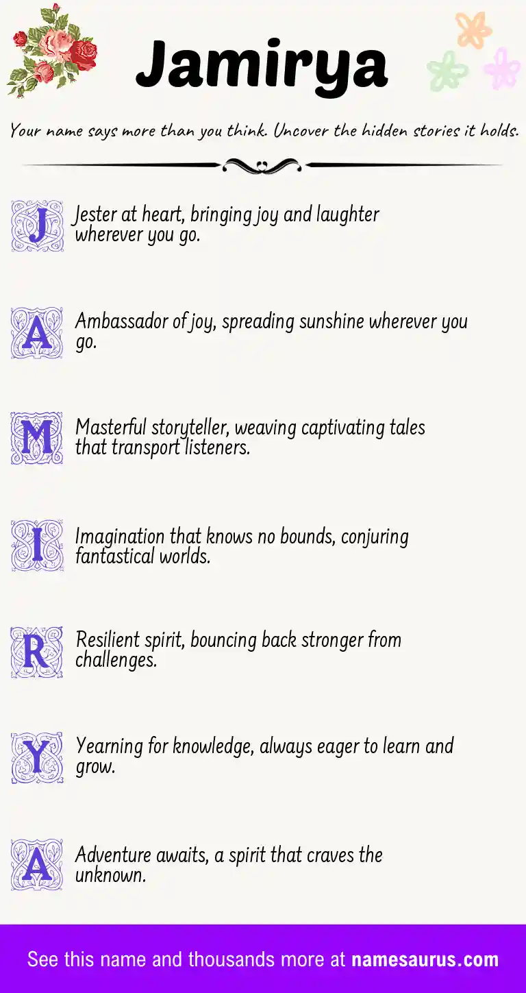Acrostic poem about Jamirya.