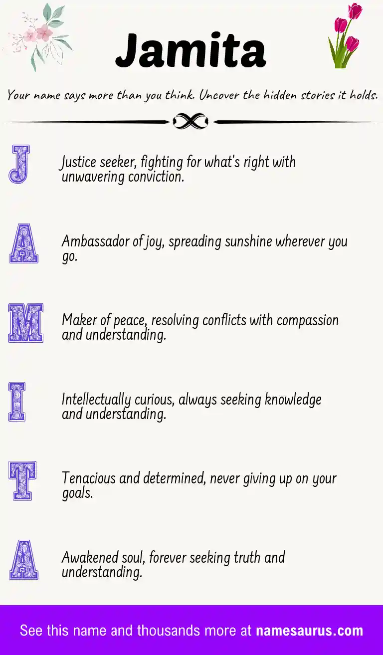 Acrostic poem about Jamita.